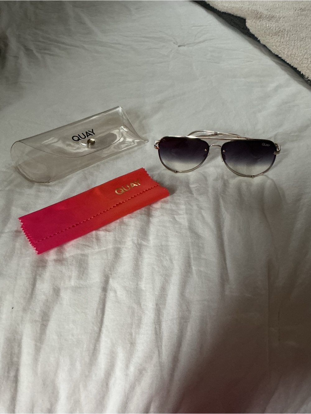 Quay Australia Silver Frame Sunglasses with Black Gradient Lenses